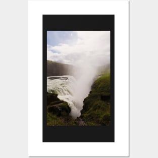 Sunlight Illuminates Gullfoss Waterfall, Iceland Posters and Art